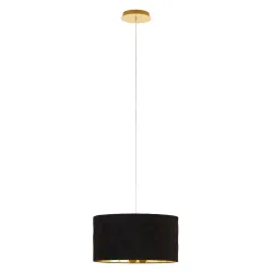 Pendellampe Dolorita Gold/Schwarz Stahl/Stoff 150 cm - Farbe: schwarz-gold - Pendellampe