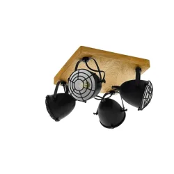 Eglo Spot Gatebeck Schwarz Stahl/Holz 30 cm 20.5 cm - Material: Holz/Stahl - Spot