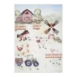 Kinderteppich Bauernhof In Grau Ca. 120x170cm 120/170 cm 
