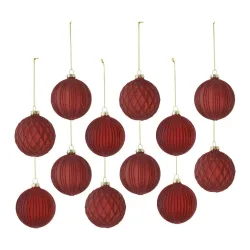 Christbaumkugel-Set Miracle Dunkelrot 12-Teilig 12-teilig 