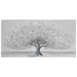 Keilrahmenbild Silver Tree Weiss/beige Ca. 120x60cm 120/60/3 cm 