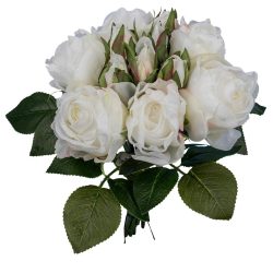 Kunstpflanze Rosenstrauss I Weiss/grün Rose 30 cm 