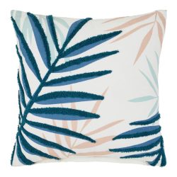 Zierkissen Blätter Blau/beige Ca. 45x45cm  45/45 cm 