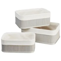 Korbset Bamboo Grau, 3er Set 