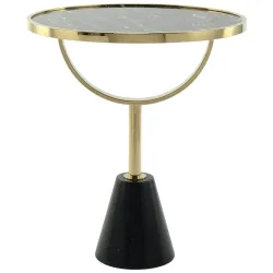 Beistelltisch Rocio 100 Schwarz Glas, Stein 