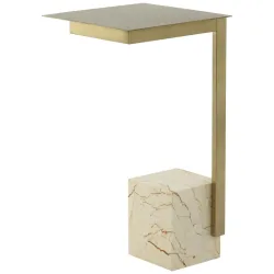 Beistelltisch Rocio 200 Weiss / Multi Glas, Stein 30/30/56 cm 