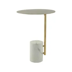 Beistelltisch Rocio 400 Weiss Metall, Stein 40/40/54 cm 