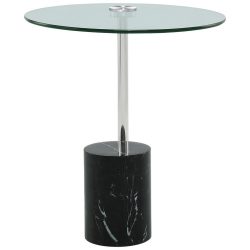 Beistelltisch Rosario 525 Silber / Schwarz Metall, Glas, Stein 44/44/50 cm 