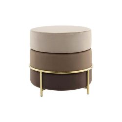 Hocker 7pjlj-Brw Braun, Goldfarben Metall, Textil, Holzwerkstoff 