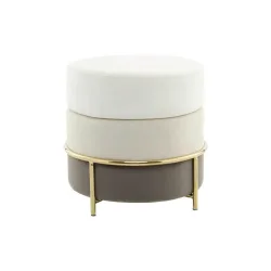 Hocker 7pjlj-Cre Creme, Goldfarben Metall, Textil, Holzwerkstoff 