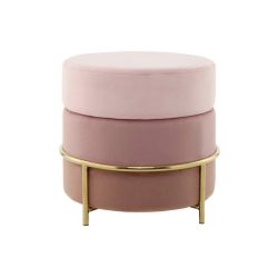 Hocker 7pjlj-Pnk Rosa, Goldfarben Metall, Textil, Holzwerkstoff 
