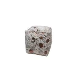 Pouf Dazzle 200 Creme, Chromfarben Leder 