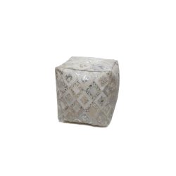 Pouf Dazzle 100 Creme, Grau, Silberfarben Leder 