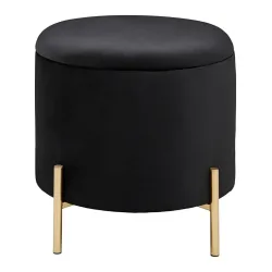 Hocker Schwarz/gold Schwarz Metall, Textil, Holzwerkstoff 