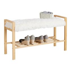 Sitzbank Adua Weiss/naturfarben 87/50/30 cm 