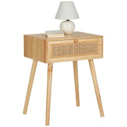 Nachtkästchen Aus Rattan/esche 45/58/35 cm furniert Esche Naturfarben 