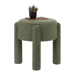 Hocker Leonie -Trend- Grün Textil, Holzwerkstoff 