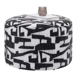 Hocker Mila -Trend- Schwarz, Weiss Textil, Holzwerkstoff 
