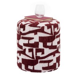 Hocker Marie -Trend- Weiss, Rotbraun Textil, Holzwerkstoff 