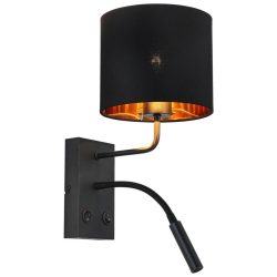Wandleuchte Douple Schwarz/goldfarben Max. 28 W  