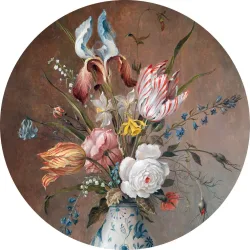 Metallbild Stilleben Mit Blumen 