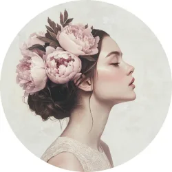 Bild Woman With Peony Flowers 