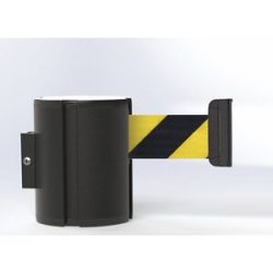 kaiserkraft Gurtkassette aus Aluminium, Wall XL, Auszug 7 m, Gurtfarbe Schwarz/Gelb, Gehäusefarbe Schwarz