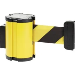 kaiserkraft Gurtbandkassette, Bandauszug max. 3000 mm, Kassette gelb, Band gelb / schwarz
