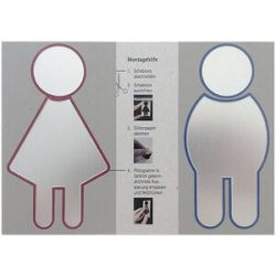 kaiserkraft Piktogramm-Set, Klebemontage, Höhe 140 mm, je 1 x WC Damen, WC Herren