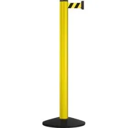 kaiserkraft Gurtpfosten aus Aluminium, Bandauszug 3700 mm, Pfostenfarbe Gelb, 1 Gurtband