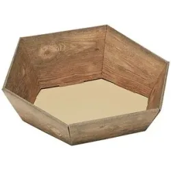 Präsentkorb, 6-eckig, Holzoptik, Innenmaße 266 x 270 mm, var. Höhe 52 - 92 mm, ab 8 Stk ratioform