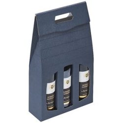 Flaschen-Geschenkträger mit Tragegriff, Innen-LxBxH 270 x 90 x 365 mm, blau, ab 40 Stk ratioform