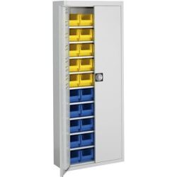 Magazinschrank mit Sichtlagerkästen, HxBxT 1740 x 680 x 280 mm, einfarbig, grau, 40 Kästen mauser