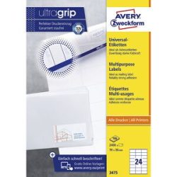 kaiserkraft Universaletiketten permanent, weiß, LxB 70 x 36 mm, 100 Bögen