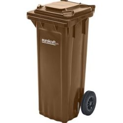 Mülltonne aus Kunststoff DIN EN 840, Volumen 80 l, BxHxT 448 x 932 x 514 mm, braun eurokraft pro