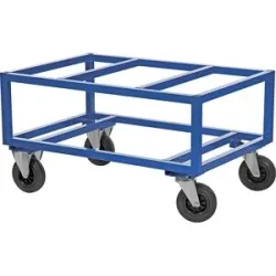 Paletten-Fahrgestell KM221, LxBxH 1200 x 800 x 650 mm, blau, 2 Lenk- und 2 Bockrollen Kongamek