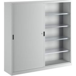 Schiebetürschrank, HxB 1950 x 2000 mm, Trennwand, lichtgrau RAL 7035 LISTA