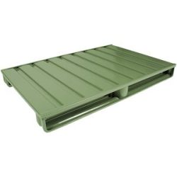 Stahlflachpalette, LxB 1200 x 1000 mm, Traglast 2000 kg, resedagrün Heson