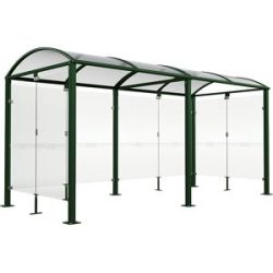 Fahrradüberdachung mit Glas, Grundmodell + Erweiterung mit Rück-/Seitenwänden, moosgrün PROCITY
