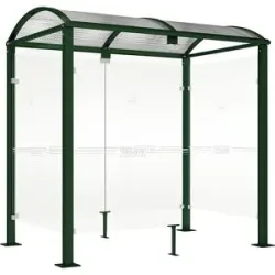Raucherunterstand KLASSIK, mit Verkleidung, Breite 2520 mm, moosgrün PROCITY