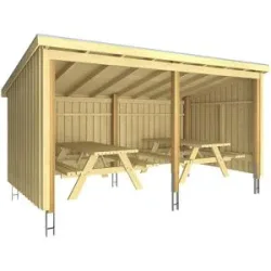 kaiserkraft Nordic Picknickhütte, aus Holz, HxBxT 2200 x 2180 x 4320 mm (9,5 m²)
