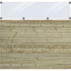 kaiserkraft PLUS Plank Profilzaun mit Glas, Holz, BxH 1740 x 1630 mm, natur
