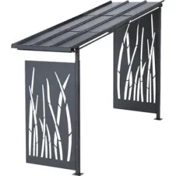 Fahrradunterstand, HxB 2360 x 5600 mm, Schilfrohr, Tiefe 1000 mm, Anbaueinheit Mottez