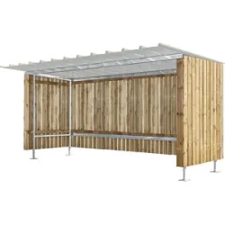 Unterstand für Fahrräder / Motorräder, HxB 2150 x 3990 mm, Holz, Tiefe 2250 mm, Grundeinheit Mottez