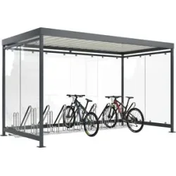 Überdachung Köln mit Anlehnparker Modell 4700 XBF, anthrazitgrau RAL 7016, offen, fertig montiert, B 4195 mm, 8 Einstellplätze WSM