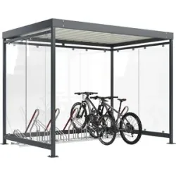 Überdachung Köln mit Anlehnparker Modell 2500 XBF, 6 Einstellplätze, 7 Glaselemente, B 3180 mm, Bausatz WSM