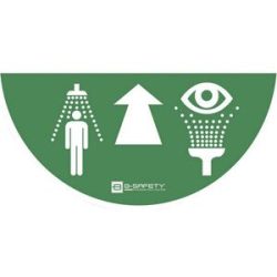 Bodenmarkierung für Augen- und Notduschen, LxB 790 x 390 mm, selbstklebend, grün/weiß B-SAFETY