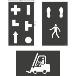 Bodenmarkierung-Schablonenset DURALINE® Logistik, 9 Motive, Folie BxH 100 x 58 mm DURABLE