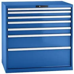 Schubladenschrank, Stahlblech, HxB 1000 x 1023 mm, 7 Schubladen, Tragkraft 75 kg, enzianblau LISTA