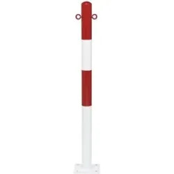 Sperrpfosten Morion, zum Aufdübeln, Ø 60 mm, rot-weiß lackiert, 2 Ösen Moravia